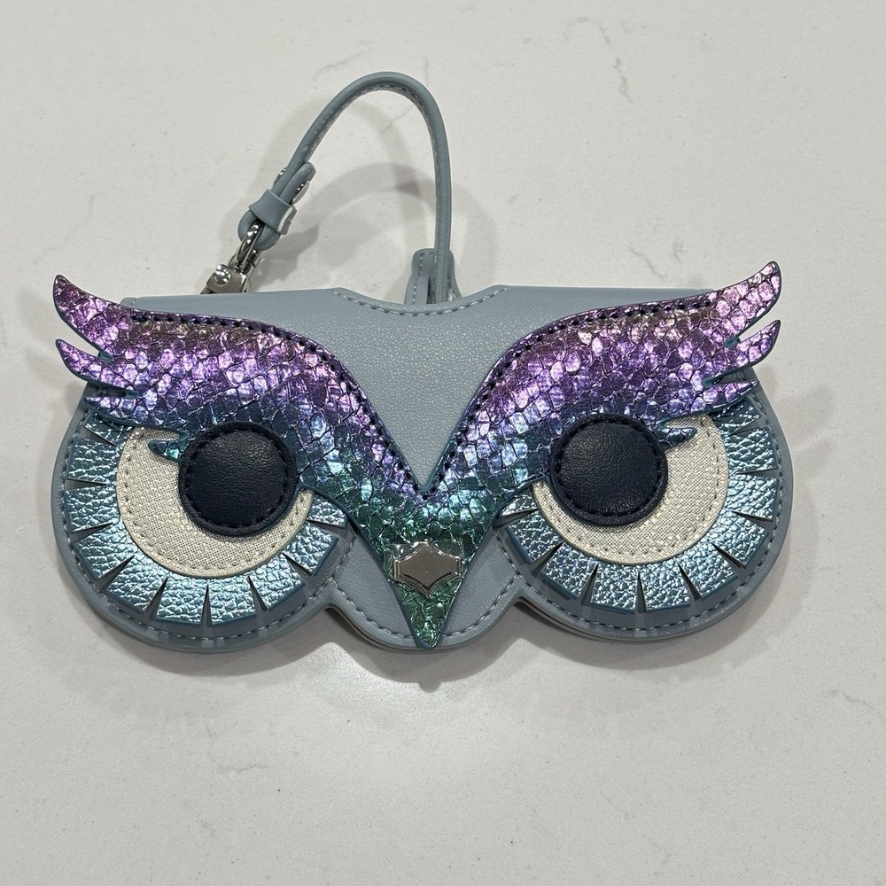 ANY DI Munich SunCover Kingfisher Glasses Case Iridescent Owl Luxury Leather NEW